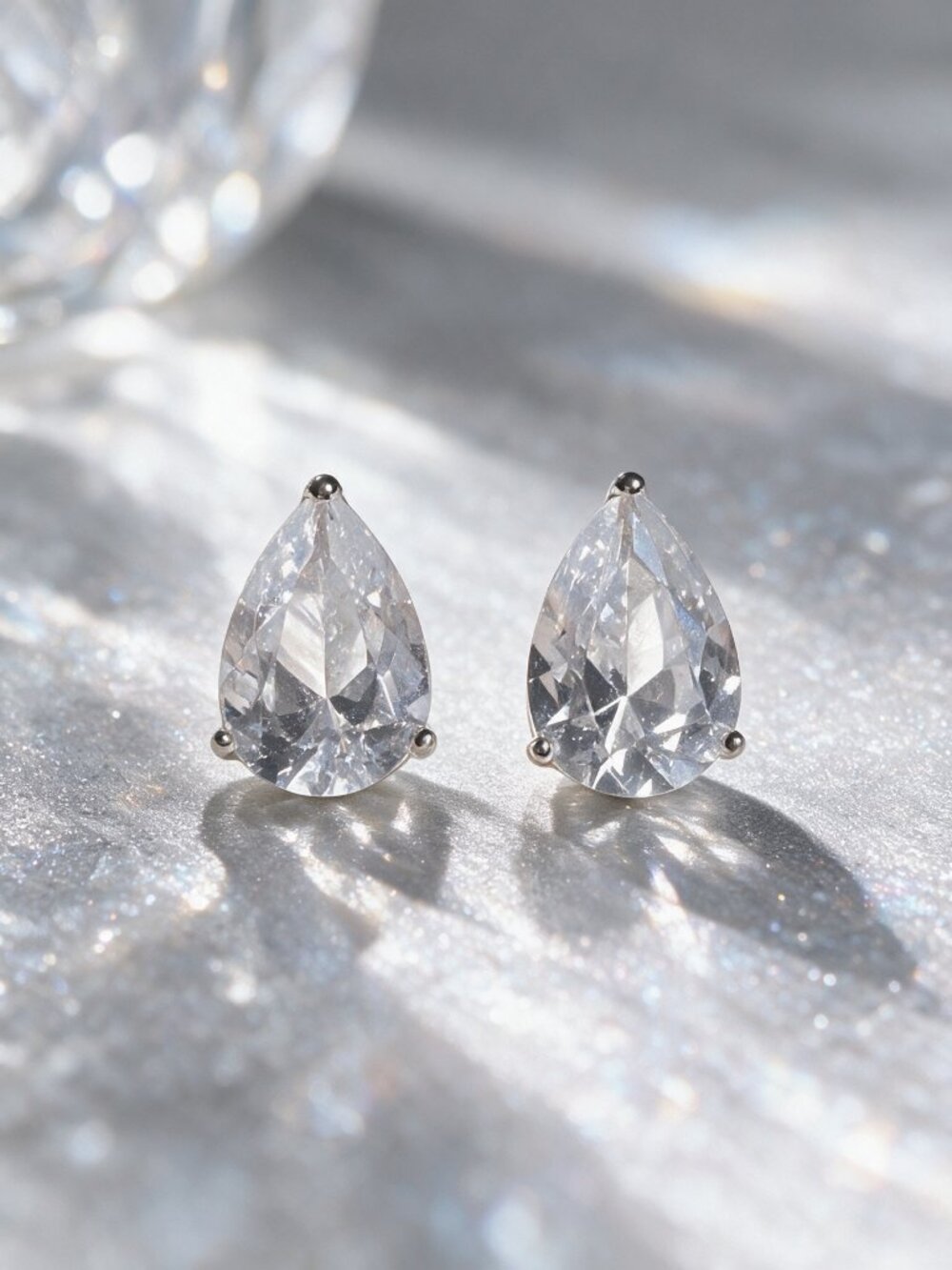 White Sapphire Sterling Silver 10mm Stud Earrings